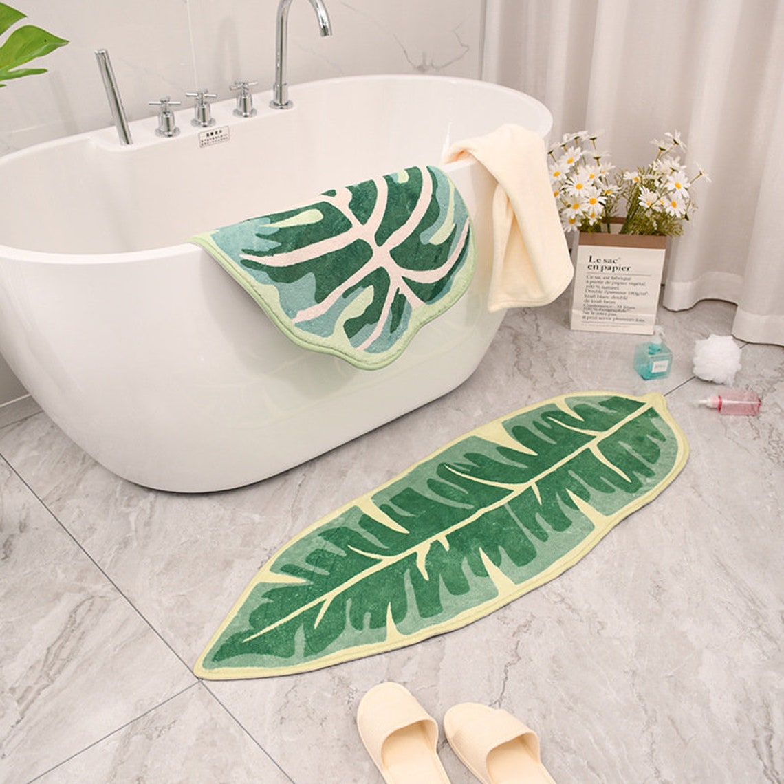 Green Leaves Soft Bath Mat