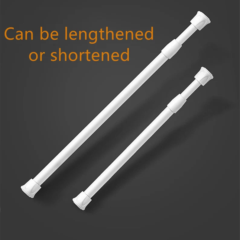 Feblilac Home White High-Carbon Steel Extension Curtain Rod Doorway Curtain for Home Suitable for 27.5"~47",  Tension Curtain Rods, Concealed Inside Mount, White Metal w/Rubber End Caps, Inside Window Sill or Doorway