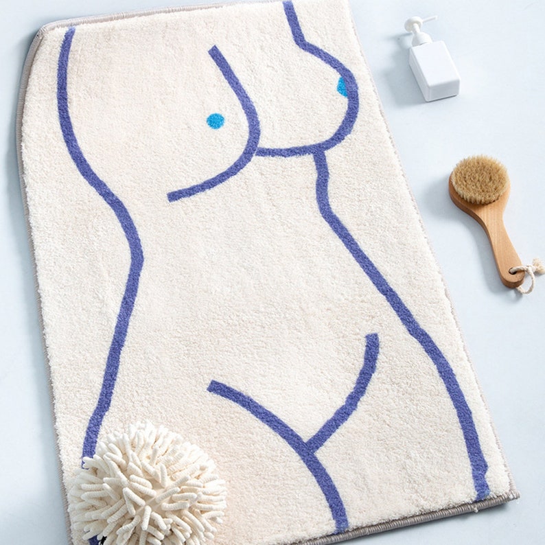 Fun Art Get Naked Illustration Bathroom Mat
