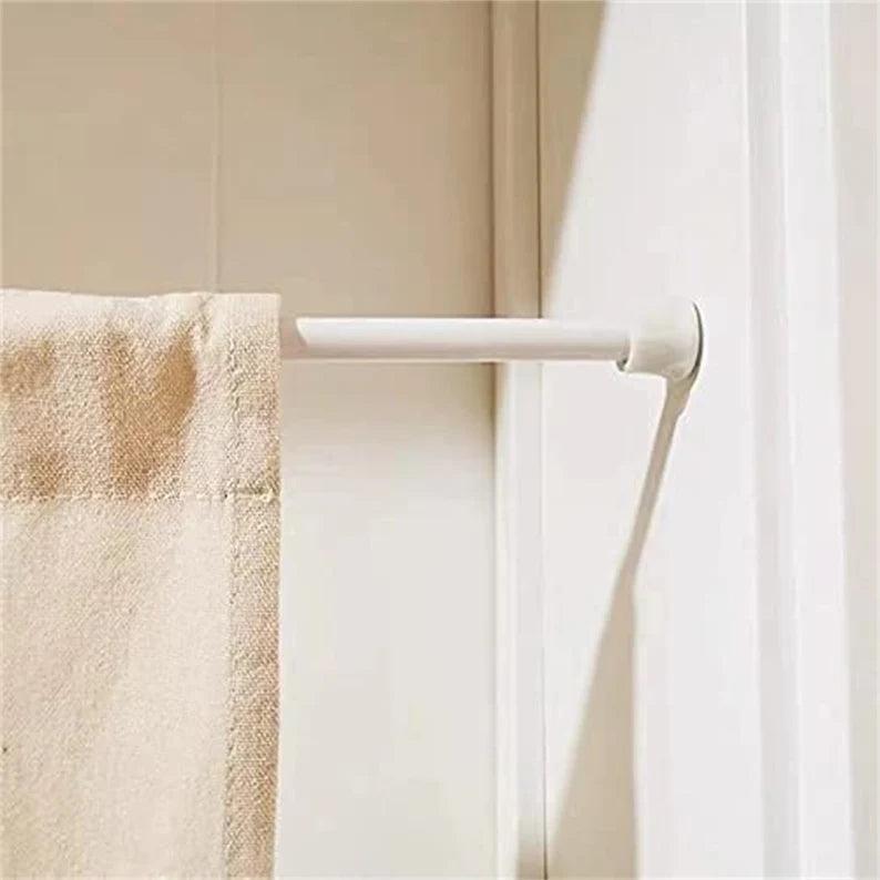 Feblilac Home White High-Carbon Steel Extension Curtain Rod Doorway Curtain for Home Suitable for 27.5"~47",  Tension Curtain Rods, Concealed Inside Mount, White Metal w/Rubber End Caps, Inside Window Sill or Doorway