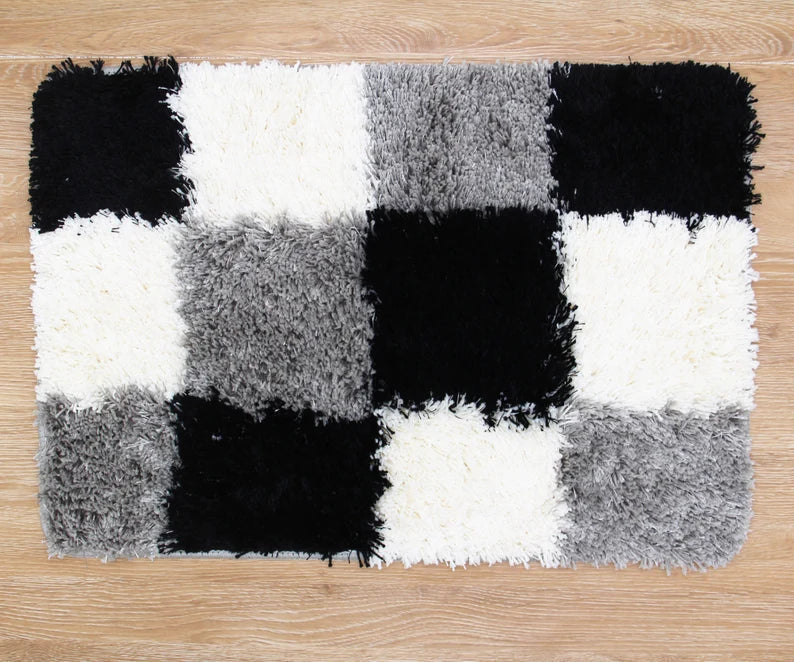 Checkerboard Pattern Ultra Soft Bathroom Rug