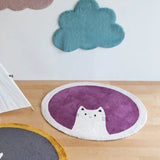 Rabbit Blue Kids Play Mat Round Rug Room Décor for Children Round Carpet