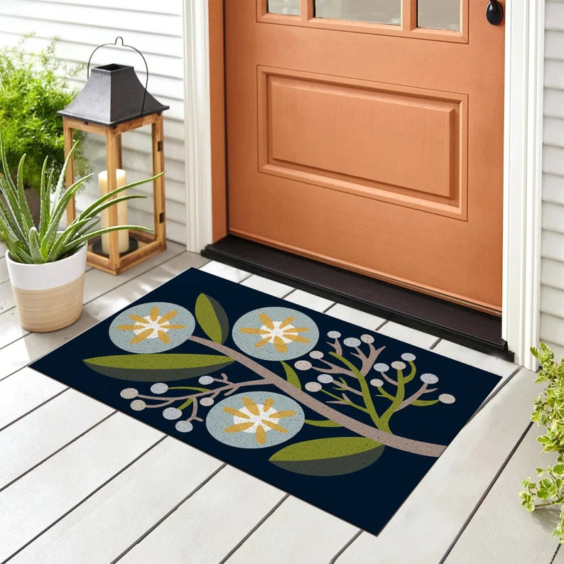 Country Style Flower Patio Anti Skid PVC Coil Doormat