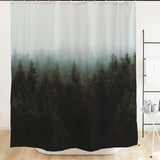 Ofat Home Green Foggy Forest Shower Curtain with Hooks Bathroom Decor, No Liner Needed Waterproof Washable, Heavy Fabric 150gsm, 72"x72"