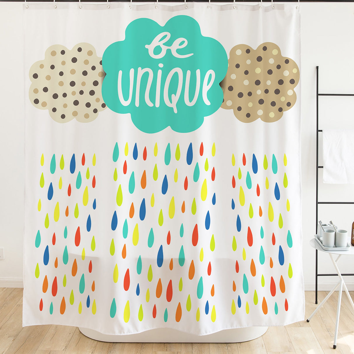 Ofat Home Cute Duck Shower Curtain Sets with Hooks for Kids Bathroom Tub Decor, No Liner Needed Washable, Extra Long Heavy Fabric 150gsm