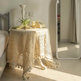 Pastoral Style, Lace Tablecloth with Tassel Table Cover for Kitchen Dinning Tabletop Decoration Nordic Rectangular Coffee Table