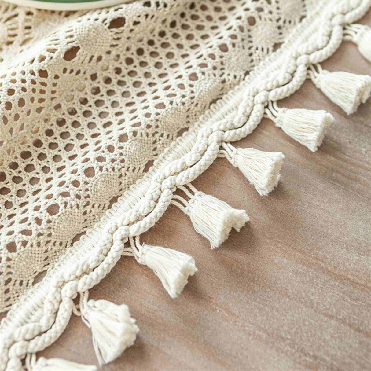 Pastoral Style, Lace Tablecloth with Tassel Table Cover for Kitchen Dinning Tabletop Decoration Nordic Rectangular Coffee Table