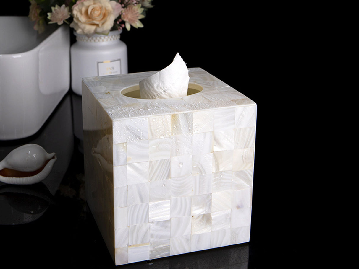 Tissue Box Mother of Pearl SquareTissue Box Holder, Luxurious Tissue Box Cover, Designer Tissue Box Holder, Unique Tissue Cover