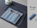 Roll Up Plain Colored Pencil Makeup Brush Case, Handmade Cotton Roll Up Bag, Brush Holder Gift Ideas