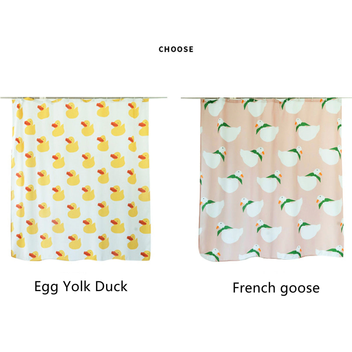 Ofat Home French Goose and Duck Waterproof Shower Curtains for Bathroom Tub Decor, No Liner Needed Washable,Heavy Fabric 150gsm,72x84 inch