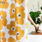 Ofat Home Yellow Flower Shower Curtain with Hooks Bathroom Tub Decor, No Liner Needed Waterproof Washable,Heavy Fabric 150gsm