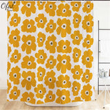 Ofat Home Yellow Flower Shower Curtain with Hooks Bathroom Tub Decor, No Liner Needed Waterproof Washable,Heavy Fabric 150gsm