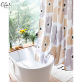 Ofat Home Yellow Flower Shower Curtain with Hooks Bathroom Tub Decor, No Liner Needed Waterproof Washable,Heavy Fabric 150gsm