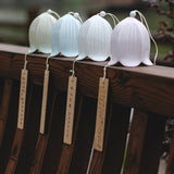 Ceramic Japanese Wind Chime, Pottery Flower Bell Ring Windchime, Traditional Eastern Oriental Zen Home Garden Decoration