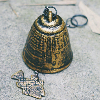 Metal Bell Fish Wind Chime, Japanese Style Iron Bell Ring Windchime, Traditional Eastern Oriental Zen Home Garden Decoration
