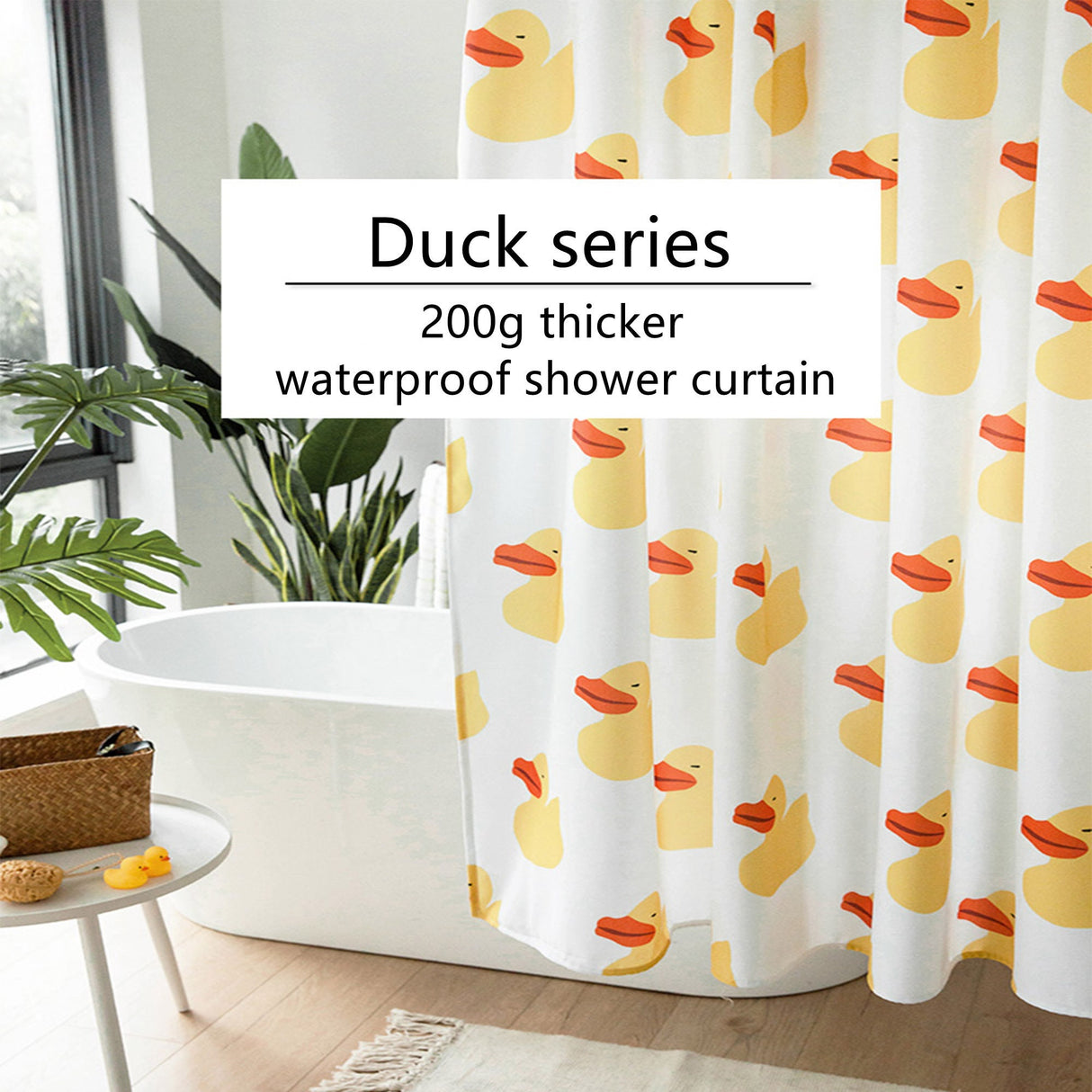 Ofat Home French Goose and Duck Waterproof Shower Curtains for Bathroom Tub Decor, No Liner Needed Washable,Heavy Fabric 150gsm,72x84 inch