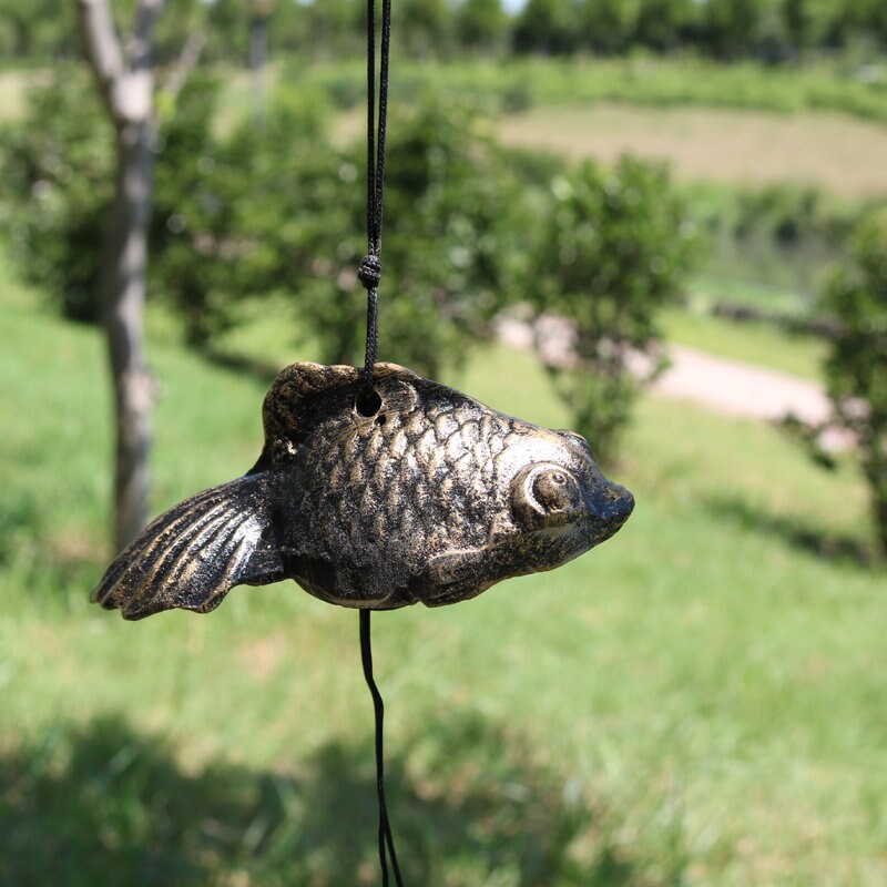 Japanese Style Wind Chime Wind Bell Ring, Cute Animal Shape Metal Chime, Traditional Eastern Oriental Zen Home Garden Decoration
