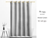 Grey Velvet Shower Curtain, Waterproof Shower Curtain 72 x 72'' Heavy, Velvet Curtain, Green Modern Home Bathroom Decoration