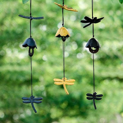 Dragonfly Wind Chime, Japanese Style Iron Bell Ring Windchime, Traditional Eastern Oriental Zen Home Garden Decoration