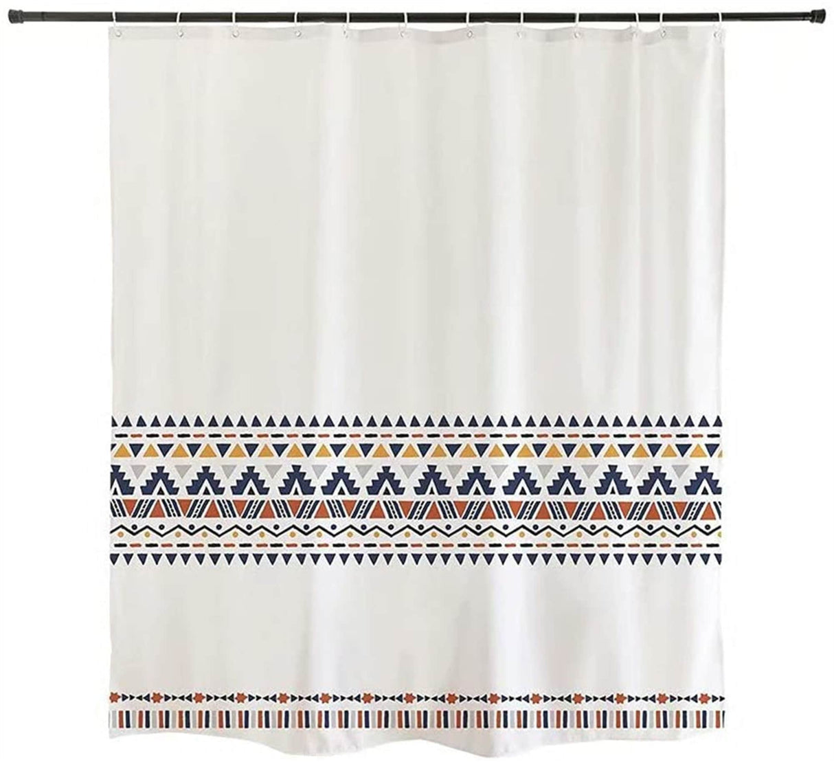 Ofat Home Black and White Boho Shower Curtain with Hooks Bathroom Decor, No Liner Needed Waterproof Washable,  Heavy Fabric 150gsm, 72"x72"