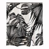 Ofat Home Black and White Frond Palm Leaves Rainforest Shower Curtain with Hooks Heavy Fabric Bathroom Decor, No Liner Needed, 72"x72"