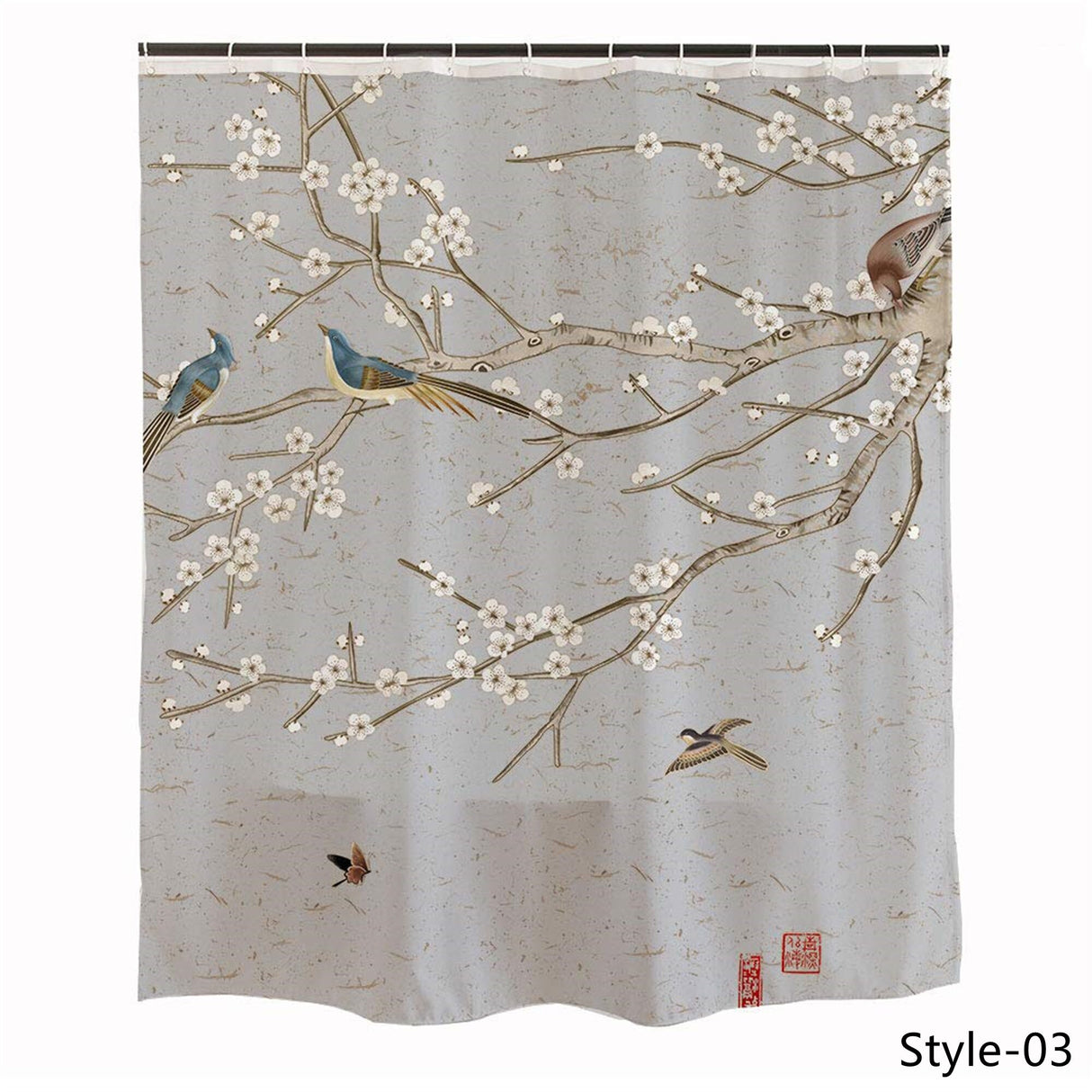 Ofat Home Chinese Ink Painting Plum Blossom Artistic Waterproof Shower Curtains for Bathroom Tub Decor, No Liner Needed Washable,72"x72"