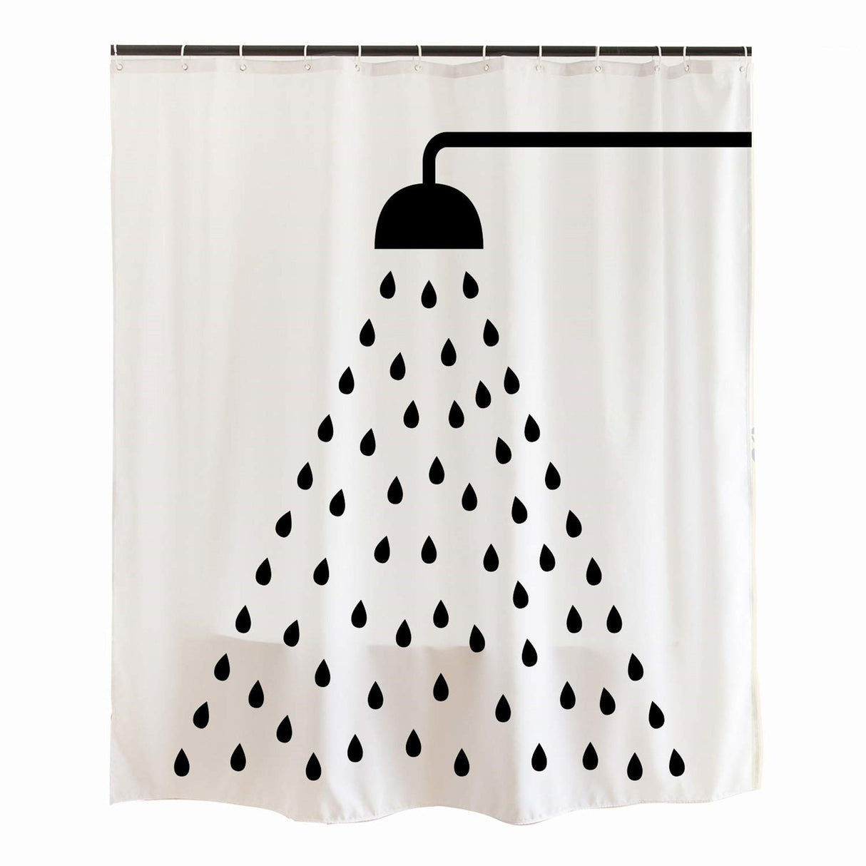 Ofat Home Black Raindrops Shower Curtain Sets with Hooks for Bathroom Tub Decor, No Liner Needed Washable, Extra Long Heavy Fabric 150gsm