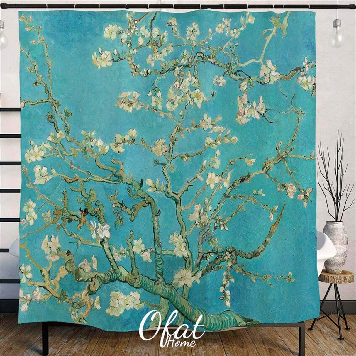 Ofat Home Van Gogh Almond Blossoms Artistic Materpiece Shower Curtain with Hooks for Bathroom Tub Decor , Heavy Fabric 150GSM,72x84 inch