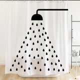 Ofat Home Black Raindrops Shower Curtain Sets with Hooks for Bathroom Tub Decor, No Liner Needed Washable, Extra Long Heavy Fabric 150gsm