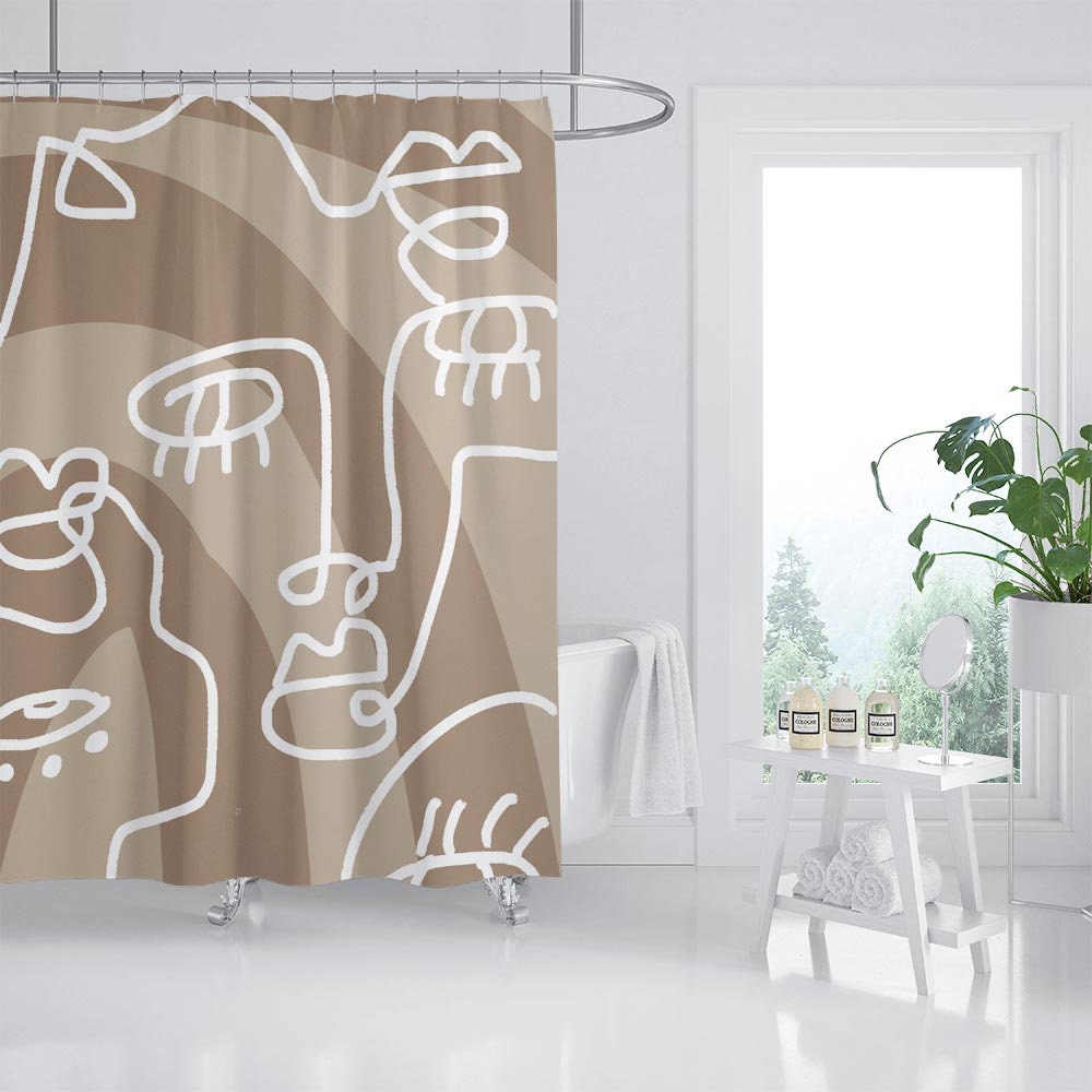 Abstract Arts Shower Curtain, Bohemian Bathroom set , Waterproof Washable Shower Curtain with Hooks, Customized Sizes