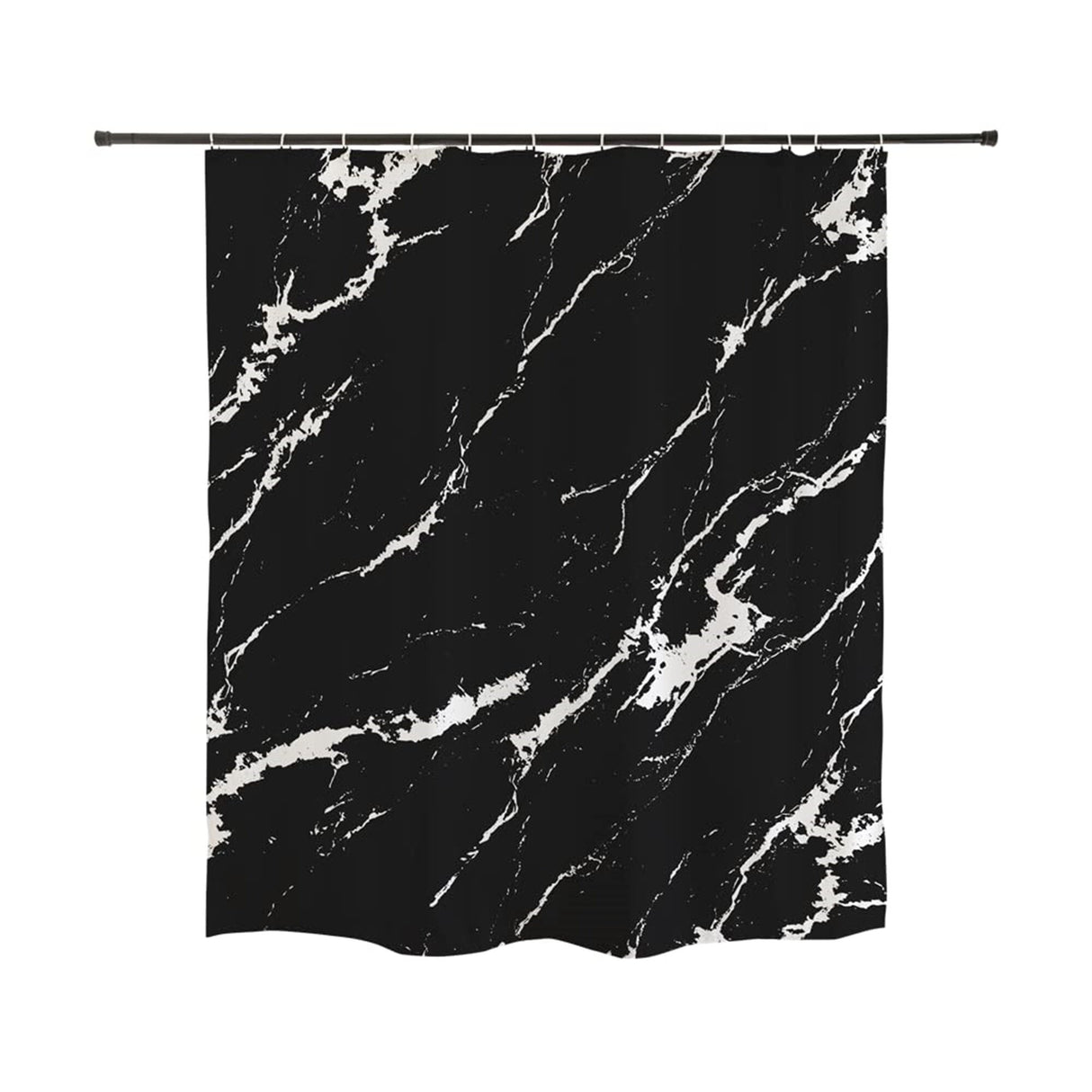 Ofat Home Black and White Marble Shower Curtain with Hooks Bathroom Decor, No Liner Needed Waterproof Washable, Heavy Fabric 150gsm, 72"x72"