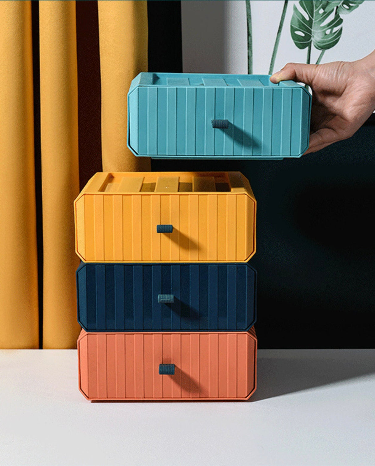 Pastel Coloured Stackable Storage Boxes for Desk
