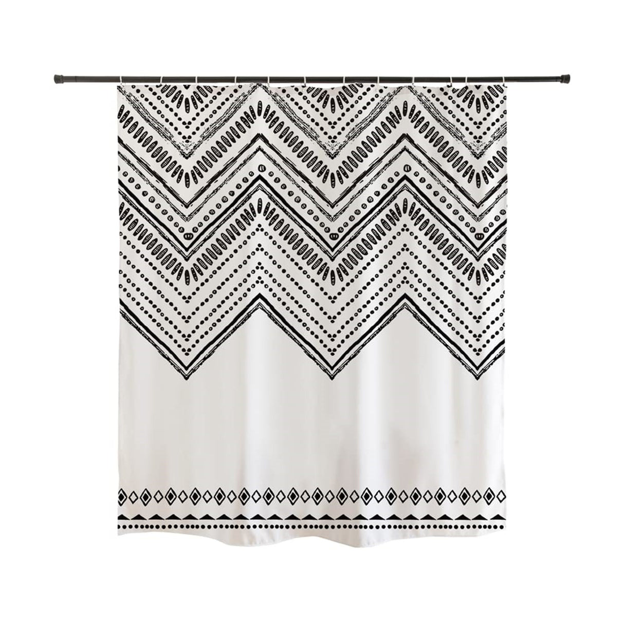 Ofat Home Boho Chic Tribal Shower Curtain with Hooks Bathroom Decor, No Liner Needed Waterproof Washable, Heavy Fabric 150gsm, 72"x72"