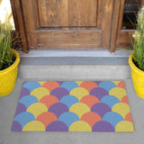 Mermaid Scale Coil Doormat, Colorful Anti Skid PVC Door Mats, Anti Fatigue Entryway Mat, Outdoor Door Rug for Home Entrance Floor Carpet