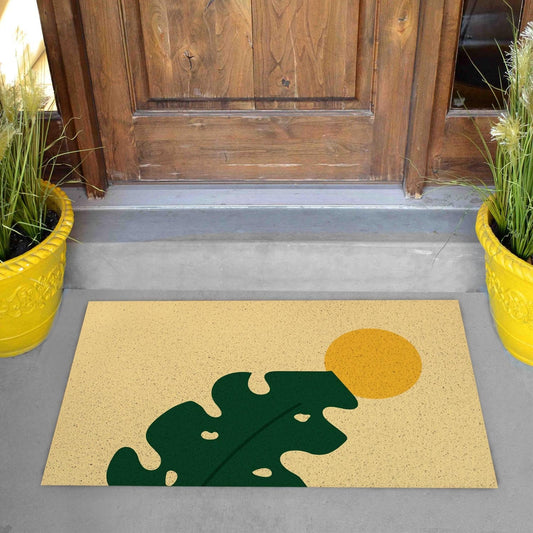 Sun Monstera Coil Doormat, High Quality Anti Skid PVC Door Mats, Anti Fatigue Entryway Mat, Outdoor Door Rug for Home Entrance Floor Carpet