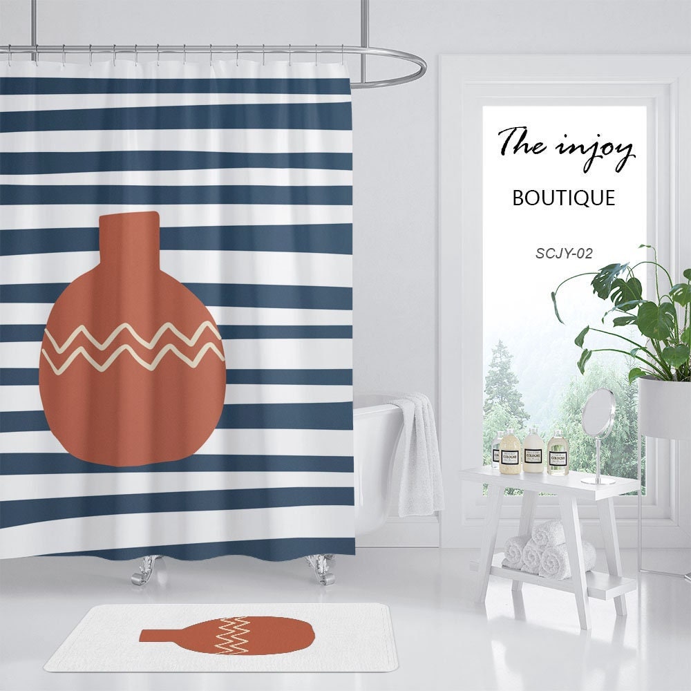 Minimalist Strip Shower Curtain, Waterproof & Washable Shower Curtain, Bathroom Customized Sizes