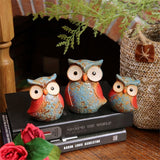 Set of 3 Owl Ornaments - Ceramic Fired Ornaments