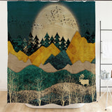 Ofat Home The Green Golden Mountains By Sunset Home Decor, Waterproof Modern Fabric Bathroom Shower Curtains 2023 Custom Gift