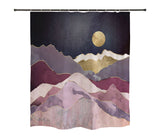 Ofat Home Abstract Sun Mountains Landscape Shower Curtain with Hooks Heavy Fabric Bathroom Decor,Waterproof Fabric Home for Bathroom Decor