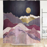 Ofat Home Abstract Sun Mountains Landscape Shower Curtain with Hooks Heavy Fabric Bathroom Decor,Waterproof Fabric Home for Bathroom Decor