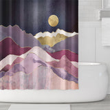 Ofat Home Abstract Sun Mountains Landscape Shower Curtain with Hooks Heavy Fabric Bathroom Decor,Waterproof Fabric Home for Bathroom Decor