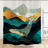 Ofat Home Lonely Whale Shower Curtain with Hooks Heavy Fabric Bathroom Decor, Waterproof Fabric Home for Bathroom Decor.