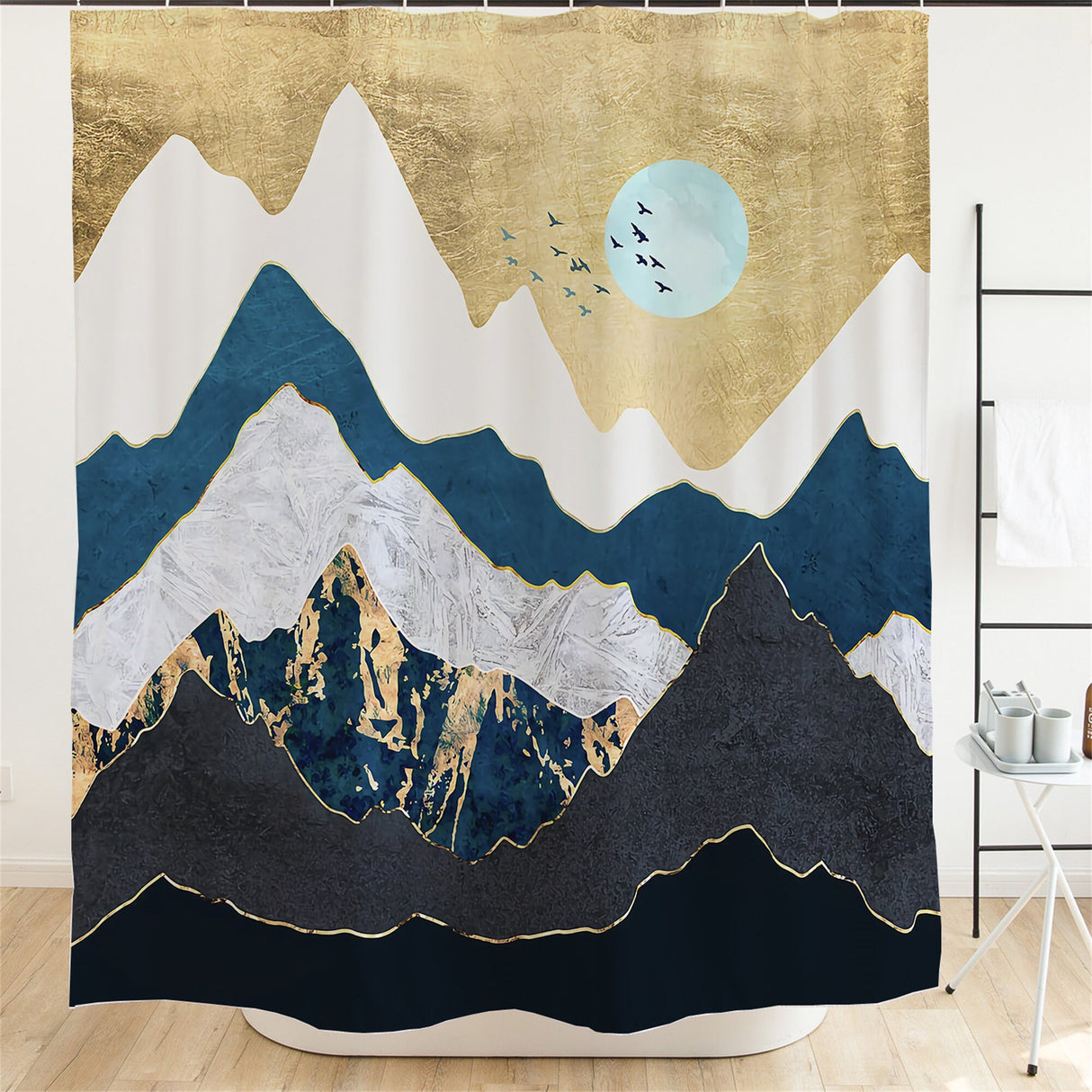 Ofat Home Mountain And Sunset Shower Curtain Bathroom Shower Curtain Waterproof Polyester Fabric Bathroom Decor, No Liner Needed, 72"X72"