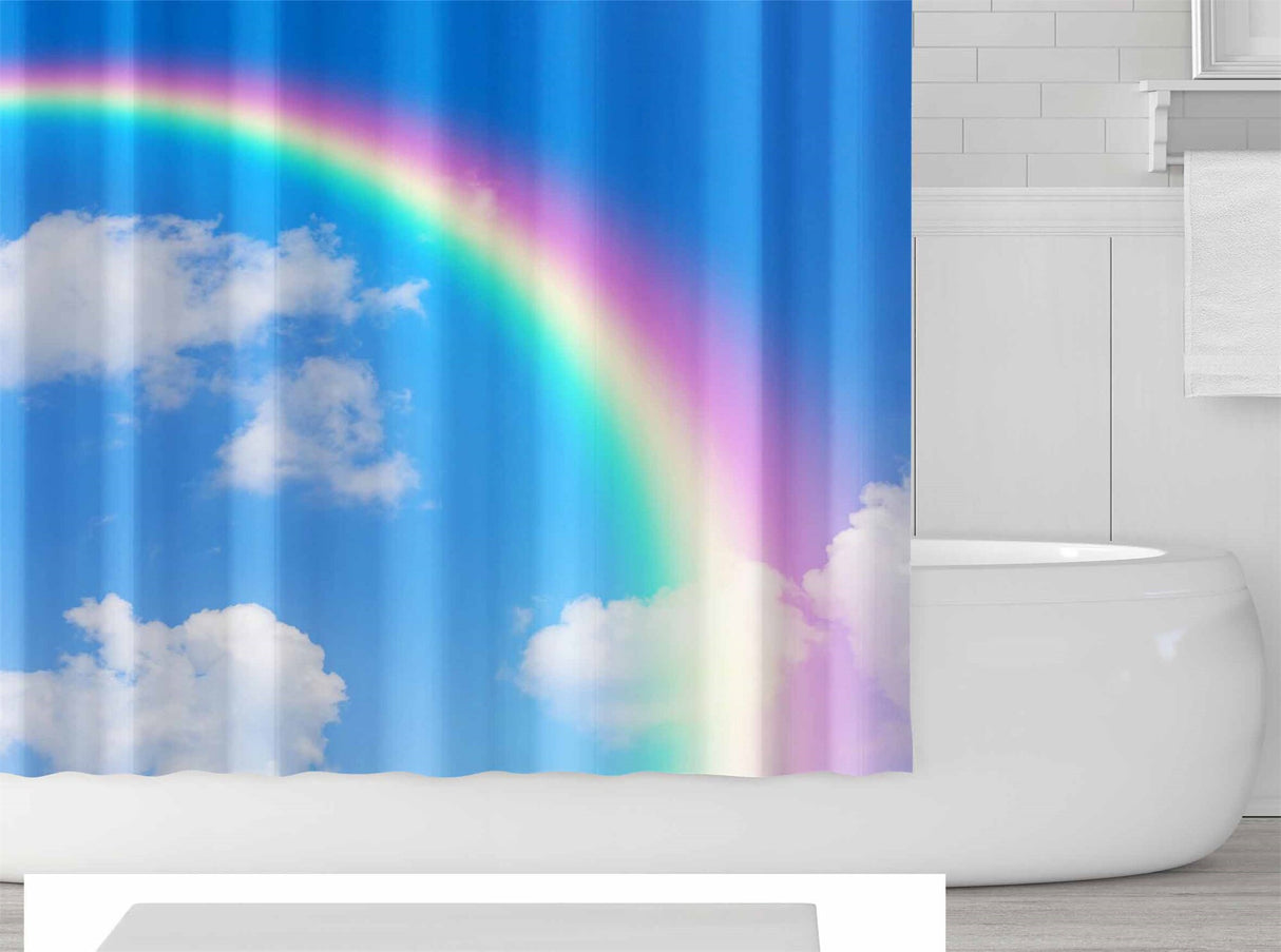 Ofat Home Rainbow Shower Curtain Sets With Hooks For Bathroom Tub Decor, Extra Long Heavy Fabric 150g Christmas Gifts Xmas Presents