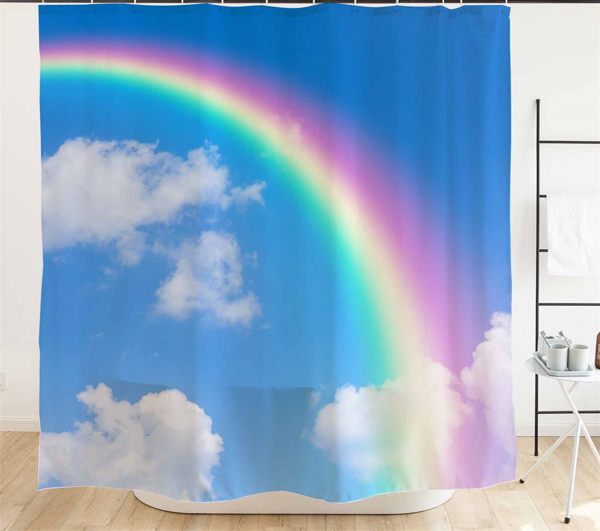 Ofat Home Rainbow Shower Curtain Sets With Hooks For Bathroom Tub Decor, Extra Long Heavy Fabric 150g Christmas Gifts Xmas Presents