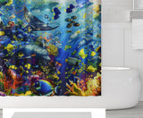 Ofat Home Marine Animals Curtain（Duschvorhang ）Sets With Hooks For Bathroom Tub Decor, Extra Long Heavy Fabric 150g