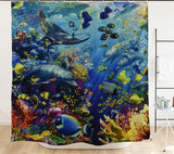 Ofat Home Marine Animals Curtain（Duschvorhang ）Sets With Hooks For Bathroom Tub Decor, Extra Long Heavy Fabric 150g