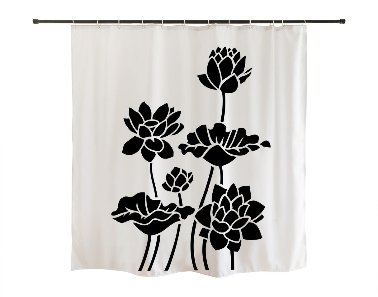 Ofat Home Black Lotus Shower Curtains / Hot Bath / Farmhouse Bathroom Decor / Rustic Decor / Bathroom Shower / Shower Curtain Set