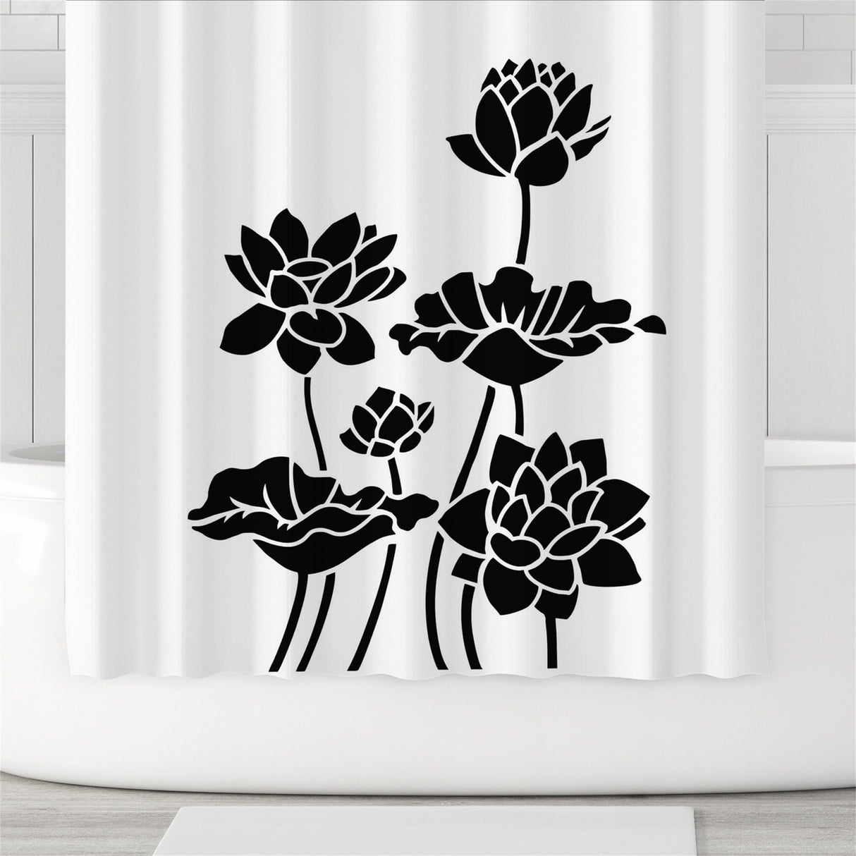 Ofat Home Black Lotus Shower Curtains / Hot Bath / Farmhouse Bathroom Decor / Rustic Decor / Bathroom Shower / Shower Curtain Set