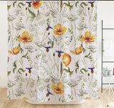 Japanese Floral Bohemian Shower Curtain with Plastic Hooks 72x72 Inch, Waterproof Fabric Home for Bathroom Party Decor No Liner Needed